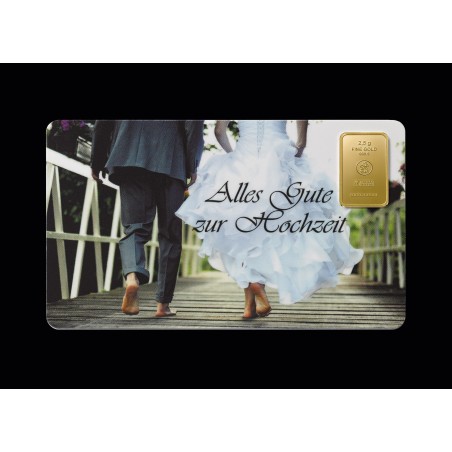 2.5g Gold Geschenkkarte Alles Gute zur Hochzeit | Goldbarren 999.9 kaufen | Wiesbaden