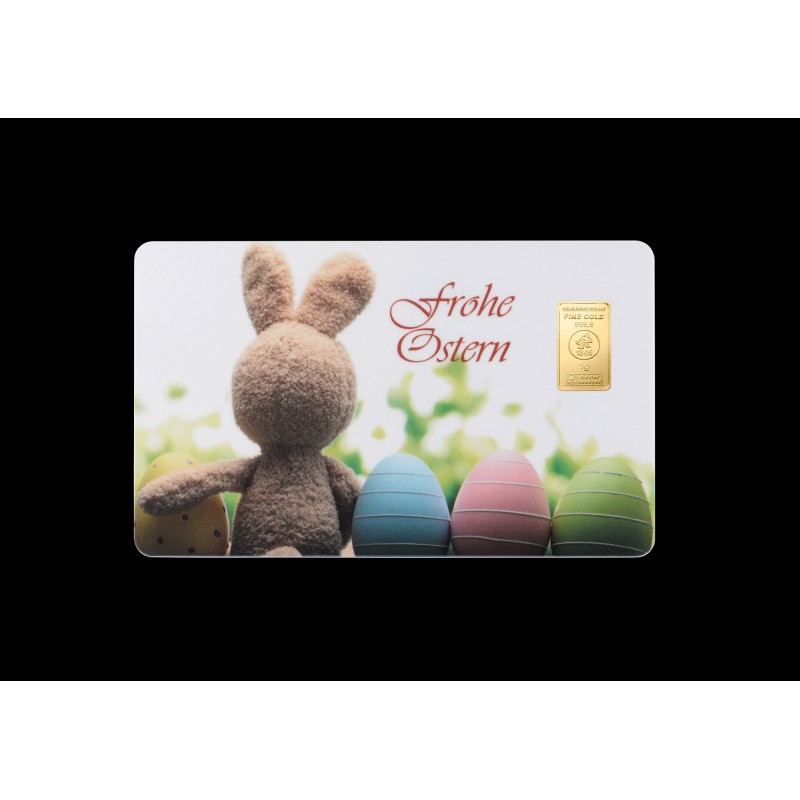 1g Gold Geschenkkarte Frohe Ostern | Goldbarren 999.9 kaufen | Wiesbaden