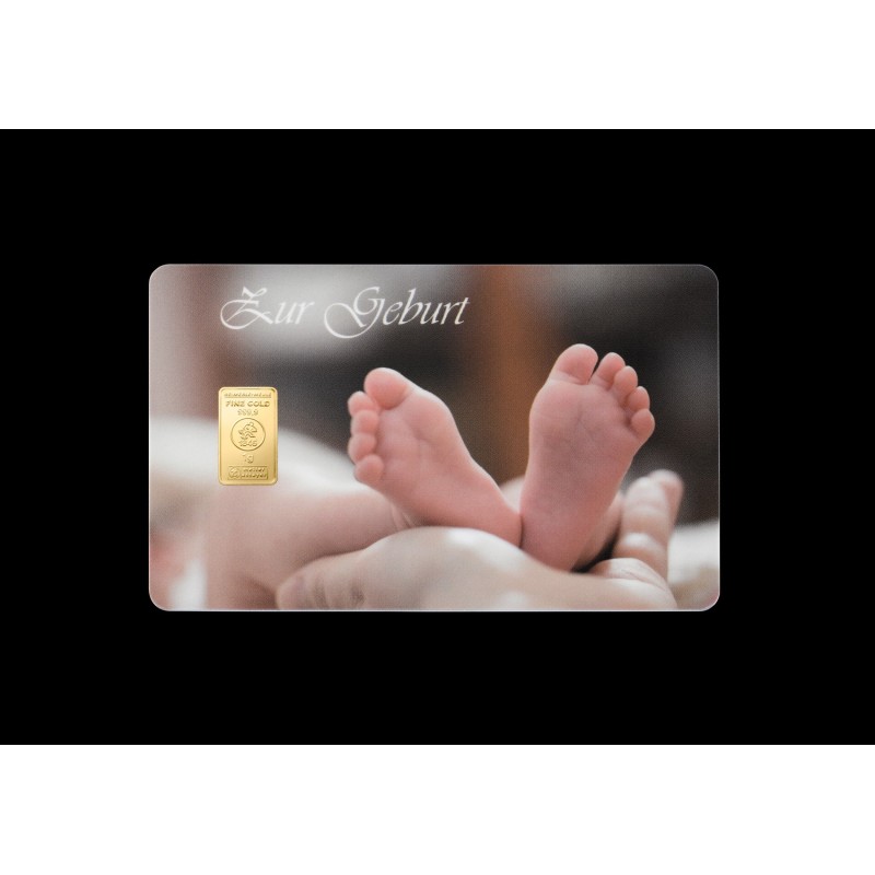 1g Gold Geschenkkarte Zur Geburt | Goldbarren 999.9 kaufen | Wiesbaden