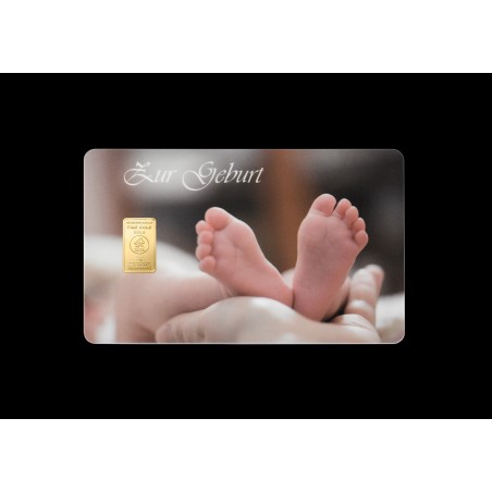 1g Gold Geschenkkarte Zur Geburt | Goldbarren 999.9 kaufen | Wiesbaden