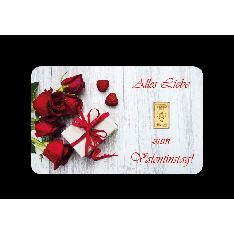 1g Gold Geschenkkarte Alles Liebe zum Valentinstag | Goldbarren 999.9 kaufen | Wiesbaden