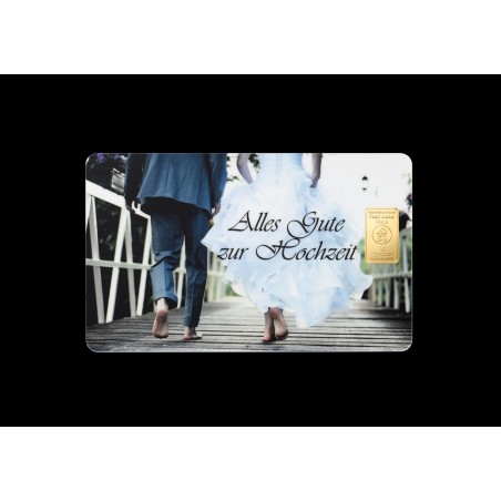 1g Gold Geschenkkarte Alles Gute zur Hochzeit | Goldbarren 999.9 kaufen | Wiesbaden