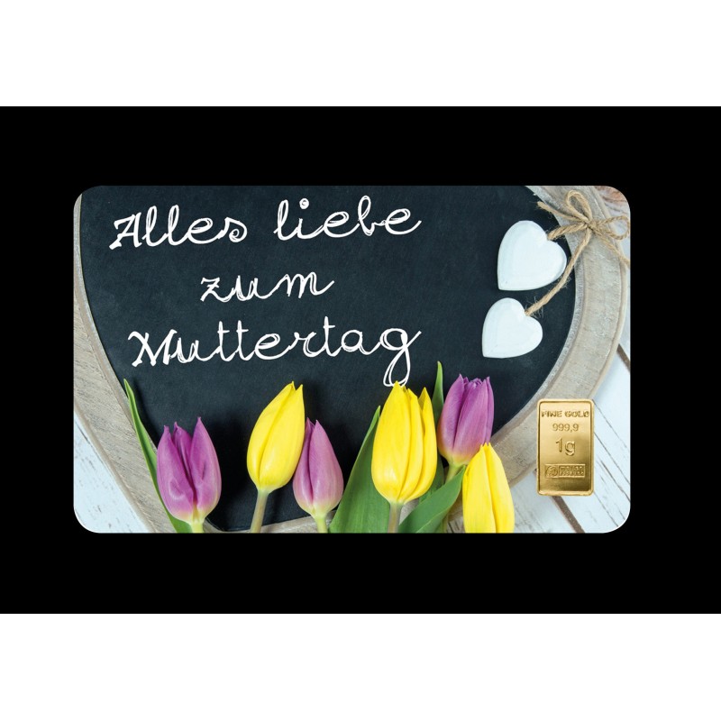 1g Gold Geschenkkarte Alles liebe zum Muttertag | Goldbarren 999.9 kaufen | Wiesbaden
