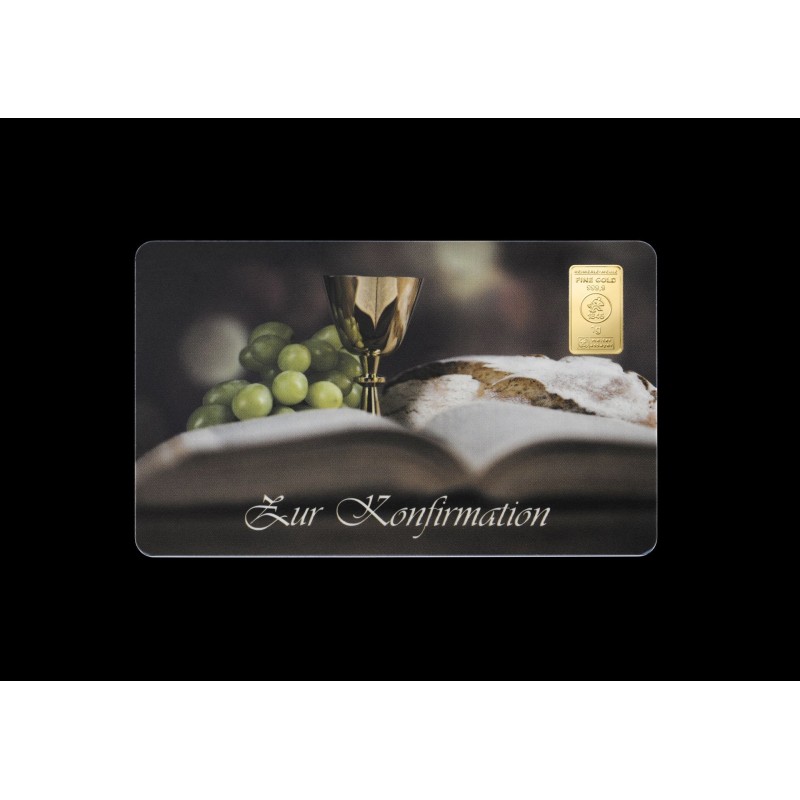 1g Gold Geschenkkarte Zur Konfirmation | Goldbarren 999.9 kaufen | Wiesbaden